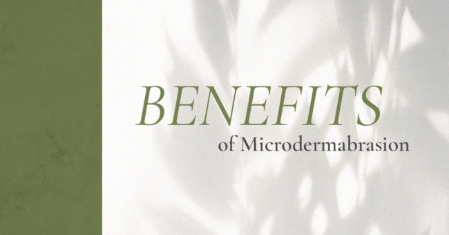 SOUTHGATE_SKIN_CENTER_MICRODERMABRASION_BLOG "BENEFITS of Microdermabrasion" appears over a white, shadowed image alongside a vertical green bar