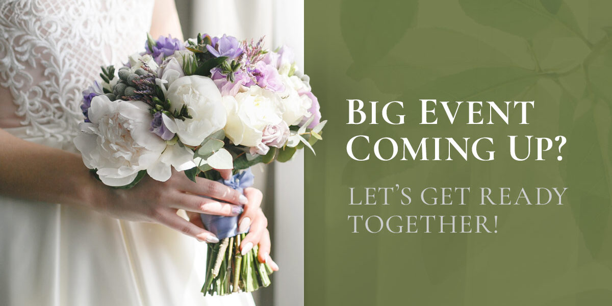 Big-Event-BLOG Big Event Coming Up? Let's Get Ready Together! - picture of a wedding bride standing with flower bouquet