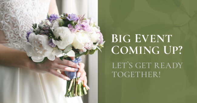 Big-Event-BLOG Big Event Coming Up? Let's Get Ready Together! - picture of a wedding bride standing with flower bouquet