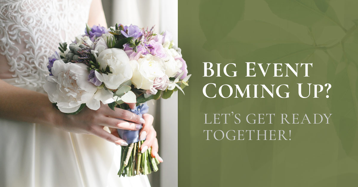 Big-Event-BLOG Big Event Coming Up? Let's Get Ready Together! - picture of a wedding bride standing with flower bouquet