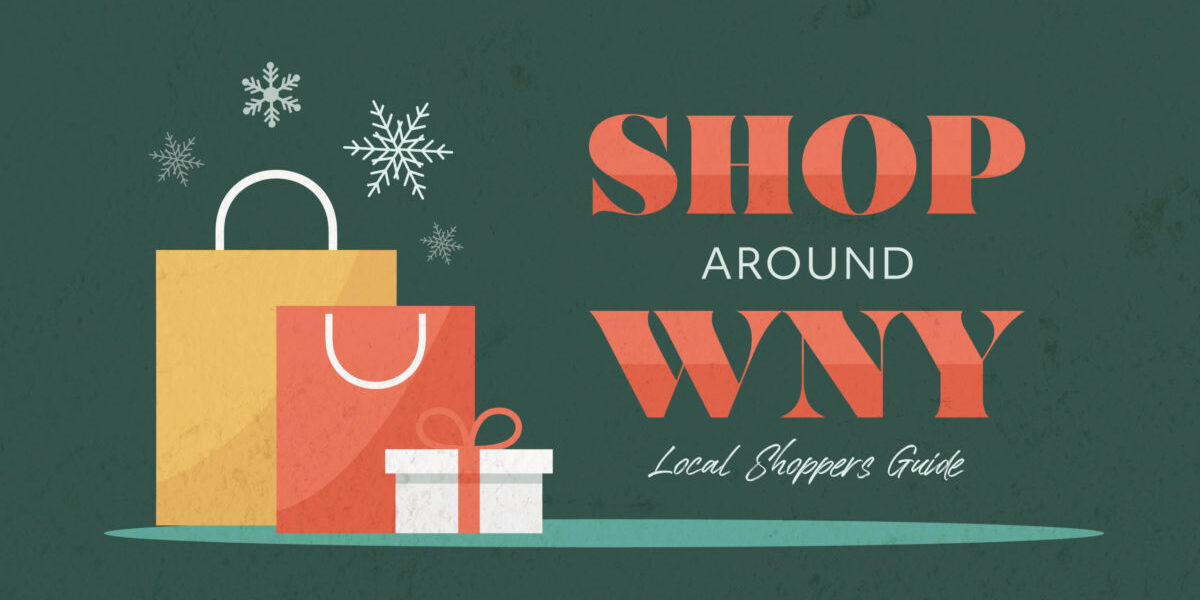 The Skin Center – Local Shoppers Guide The Skin Center: "SHOP AROUND WNHY: Local Shoppers Guide. IMAGE: snowflakes falling in two shopping bags and a holiday box in front of a solid green backdrop.