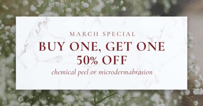 SOUTHGATE_SKIN_CENTER_MARCH_FB_1200x628 The Skin Center: March Special: BUY ONE GET ONE 50% OFF chemical peel or microdermabrasion